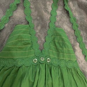 Y2K Vibrant Green halter Top with Lace Details